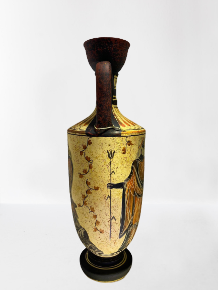Griechische Keramik Vase 31 cm, Lekythos Dionysos. Artemis