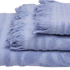 Handtuch-Badetuch Blau Mit Fransen 100% Baumwolle