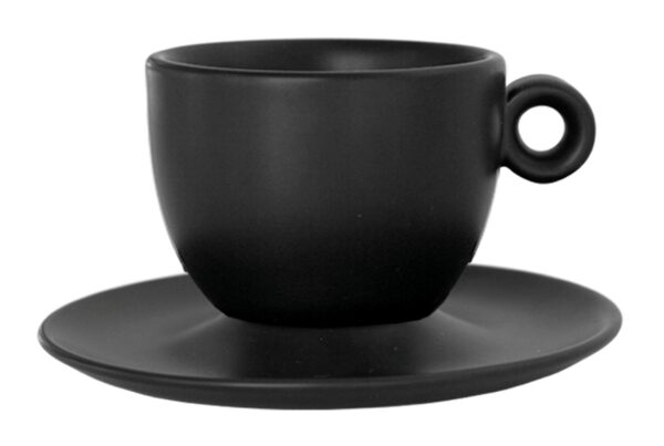 Kaffeetasse mit Untertasse 210 ml Schwarz matt, 482/2MAYMAT